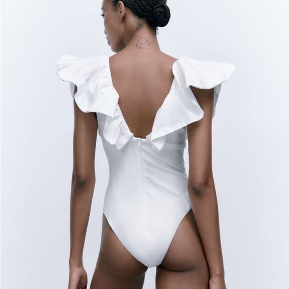 Zara Ruffled Bodysuit New - Picture 7 of 9